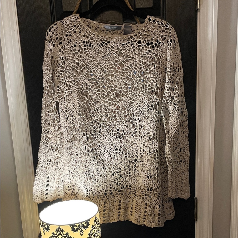 Liz Claiborne Cream Crochet Sweater